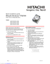 Hitachi Deskstar T7K500 Quick Installation Manual