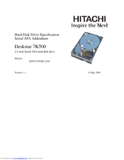 Hitachi Deskstar 7K500 Specifications