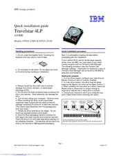 IBM DTNA-22160 - Travelstar 2.1 GB Hard Drive Quick Installation Manual
