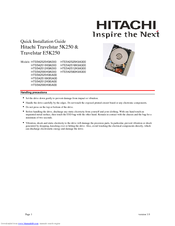 Hitachi 2.5-INCH Travelstar HTS542525K9A300 Quick Installation Manual