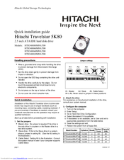 Hitachi Travelstar 5K80 Quick Installation Manual