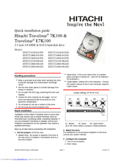 Hitachi Travelstar 7K100 Quick Installation Manual