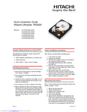 Hitachi Ultrastar A7K2000 Install Manual
