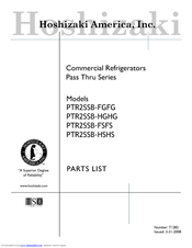 Hoshizaki Pass Thru Series PTR2SSB-FSFS Parts List