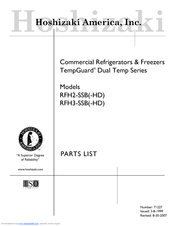 Hoshizaki TempGuard RFH2-SSB Parts List
