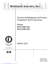 Hoshizaki Temp Guard RFH2-SSB-HD Parts List