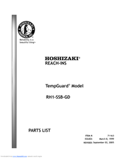 Hoshizaki TempGuard RH1-SSB-GD Parts List