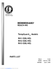 Hoshizaki TempGuard RH1-SSB-HD Parts List
