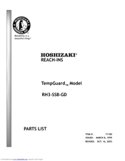 Hoshizaki Temp Guard RH3-SSB-GD Supplementary Manual