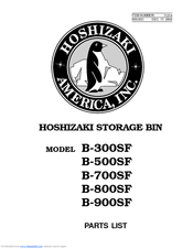 Hoshizaki B-900SF Parts List