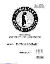 Hoshizaki DCM-240BAE Parts List