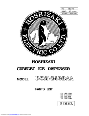 Hoshizaki DCM-240BAA Parts List