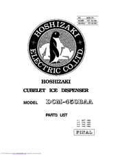 Hoshizaki DCM-450BAA Parts List