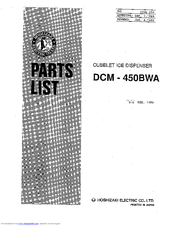 Hoshizaki DCM-450BWA Parts List
