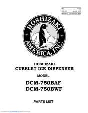 Hoshizaki DCM-750BWF Parts List