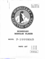 Hoshizaki F-1000MAB Parts List