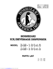 Hoshizaki DM-180A8 Parts List