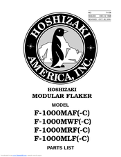 Hoshizaki F-1000MLF-C Parts List