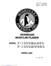 Hoshizaki F-1000MWE50 Parts List
