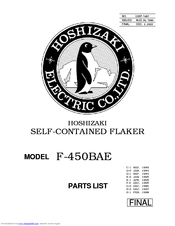 Hoshizaki F-450BAE Parts List