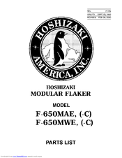 Hoshizaki F-650MAE-C Parts List