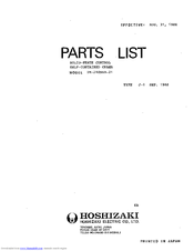 Hoshizaki IM-210BAB-21 Parts List