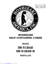 Hoshizaki IM-51BAE Parts List