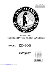 Hoshizaki KD-90B Parts List