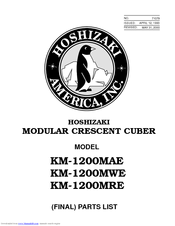Hoshizaki KM-1200MRE Parts List