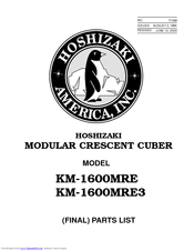 Hoshizaki KM-1600MRE3 Final Parts List
