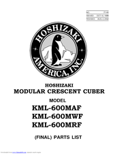 Hoshizaki KML-600MRF Final Parts List