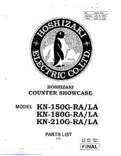 Hoshizaki KN-180G-RA Parts List
