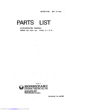 Hoshizaki KN-150D-R Parts List