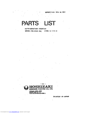 Hoshizaki KN-210D-R Parts List