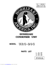 Hoshizaki URC-20C Parts List
