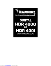 Humminbird HDR 400G Operation Manual