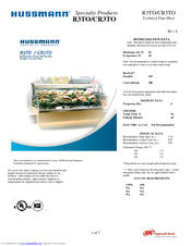 Hussmann Specialty Products R3TO Technical Data Sheet