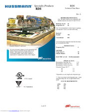 Hussmann RDI 20 Technical Data Sheet