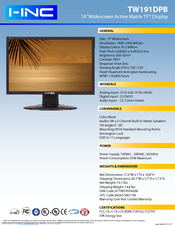 I-Inc TW191DPB Specifications