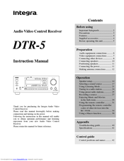 Integra DTR-5 Instruction Manual