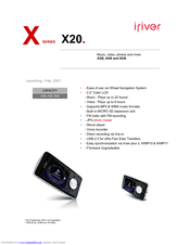 iRiver X20 4GB Specifications