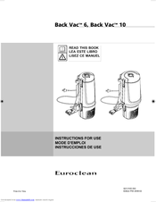 Euroclean Back Vac 10 Instructions For Use Manual