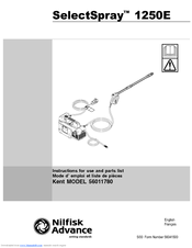 Nilfisk-Advance SelectSpray 1250E Instructions For Use And Parts List