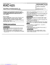 Kenwood KAC-425 Instruction Manual