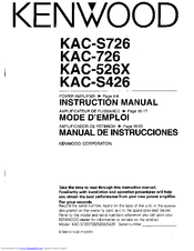 Kenwood KAC-S426 Instruction Manual