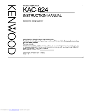 Kenwood KAC-624 Instruction Manual