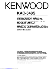 Kenwood KAC-648S Instruction Manual