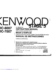Kenwood KDC-7007 Instruction Manual