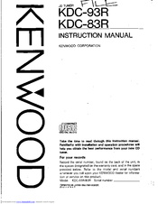 Kenwood KDC-83R Instruction Manual