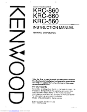 Kenwood KRC-560 Instruction Manual